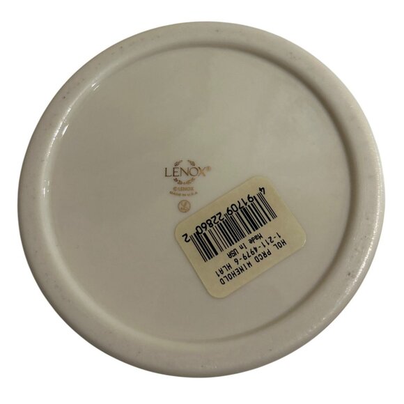 Lenox Holiday Wine Bottle Holder Porcelain With Gold Trim & Holly Design - Picture 3 of 5